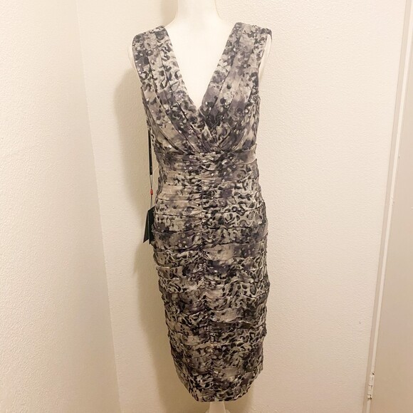 NWT TADASHI 100% Silk Metallic Animal Print Evening Festivities Dress Size 10 - Picture 1 of 7